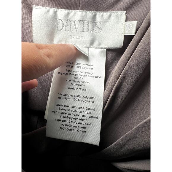 Davids Bridal crinkle chiffon‎ spaghetti strap wrap bridesmaid dress womens 6 - Picture 7 of 13